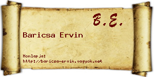 Baricsa Ervin névjegykártya